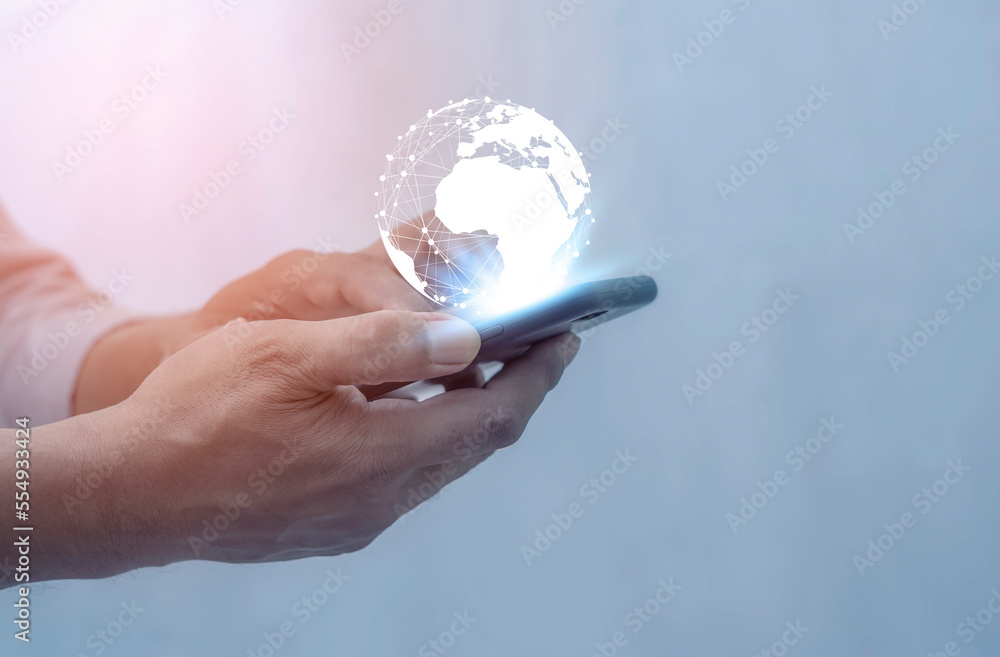 Business man using smartphone mobile on blurred background Business man using smartphone mobile on blurred background