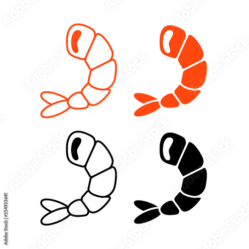 Shrimp, seafood. Vector illustration isolated on white background