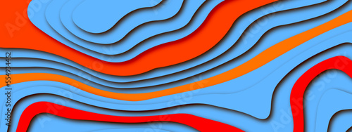 Colorful papercut background colorful dynamic wavy layers. Abstract colorful papercut wavy overlap layers background. Colorful papercut and multilayer cutout geometric pattern on vector. 