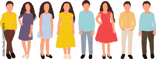 kids stand flat style, isolated vector