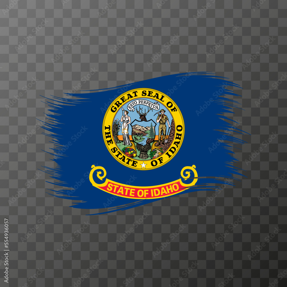 Naklejka premium Idaho state flag in brush style on transparent background. Vector illustration.