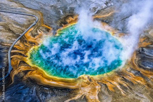 Grand Prismatic Spring, one of the largest hot springs in the United States, YNP, Wyoming, USA photo