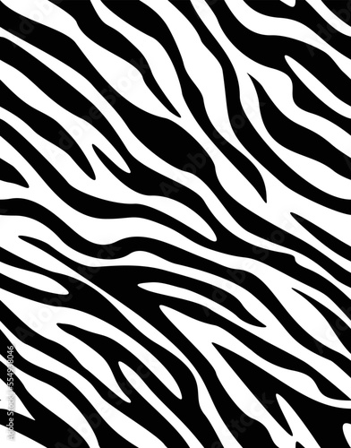 Animal pattern zebra black and white stripes  vector seamless animal background