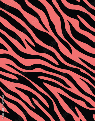  Zebra print vector pattern, seamless stripes, lines on pink background