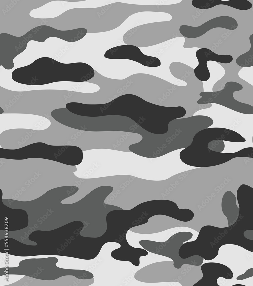 
Trendy camouflage gray pattern vector winter background, classic texture disguise