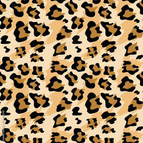  Leopard print seamless vector pattern, trendy animal design for textile. Wild cat skin