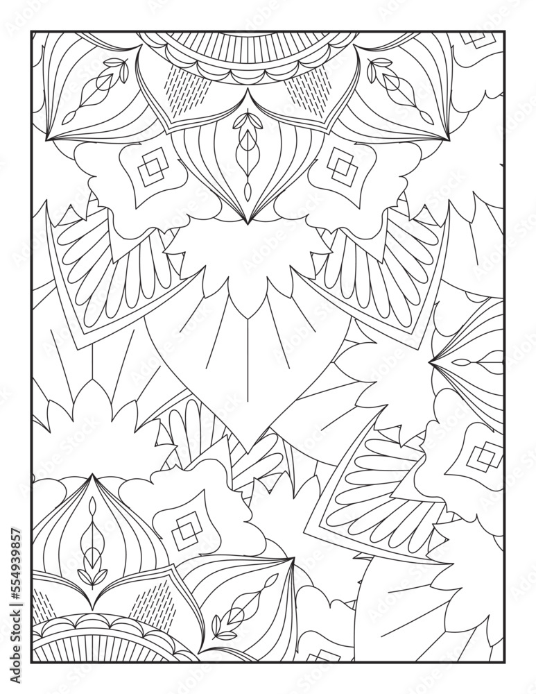 Fototapeta premium Coloring Page For Adult, Pattern Mandala Coloring Page, Coloring Book