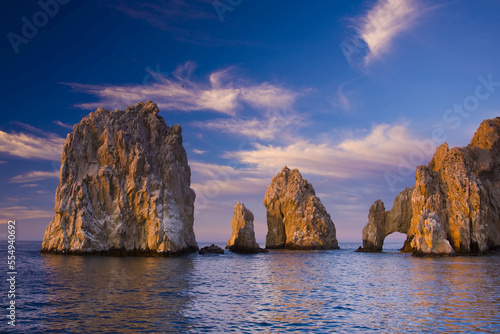 Sunrise on Land's End, Los Arcos rock formations. photo