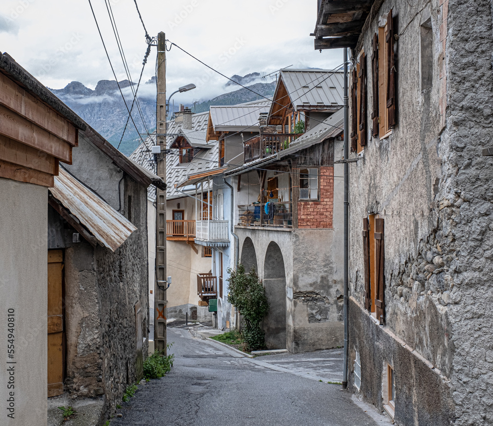 Street view in old part of the city of Briancon, France