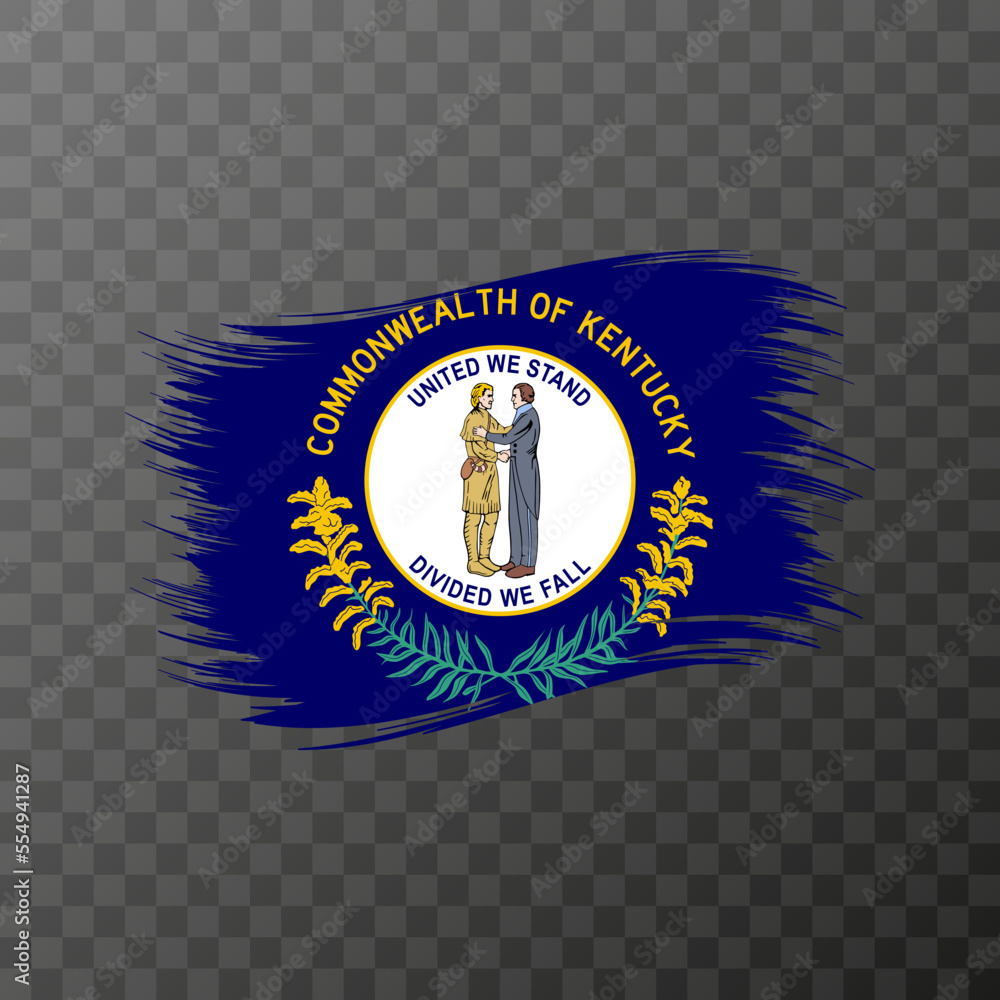 Kentucky state flag in brush style on transparent background. Vector
