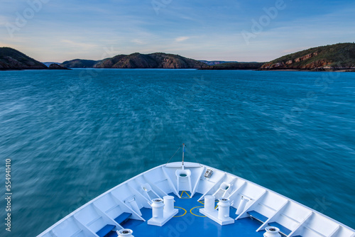 The view from a boat bow on Talbot Bay in the Kimberley Region of Northwest Australia. photo