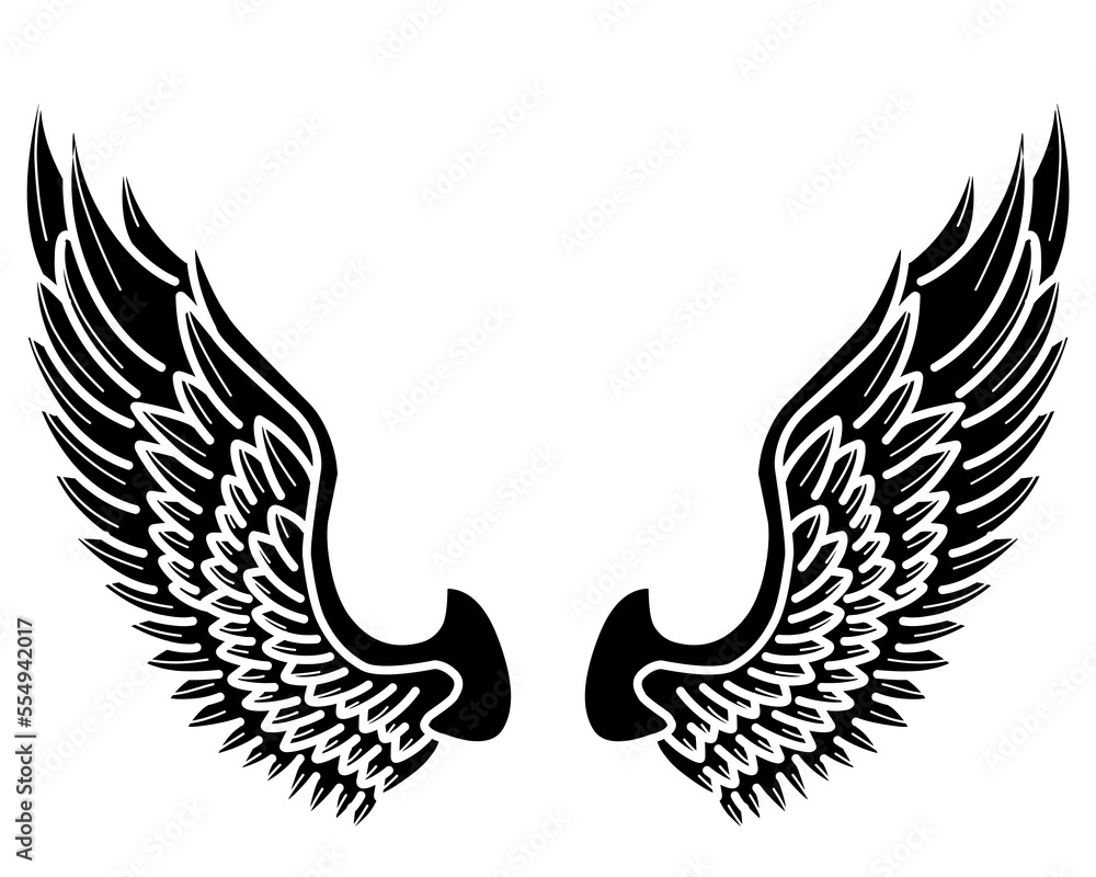 Obraz premium vector angel wings tribal tattoo