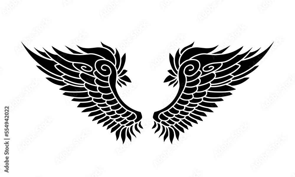vector angel wings tribal tattoo vector angel wings tribal tattoo
