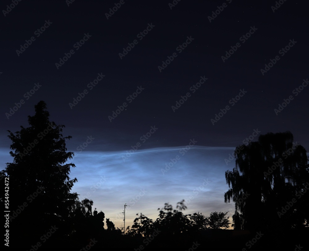 Noctilucent clouds over Trees