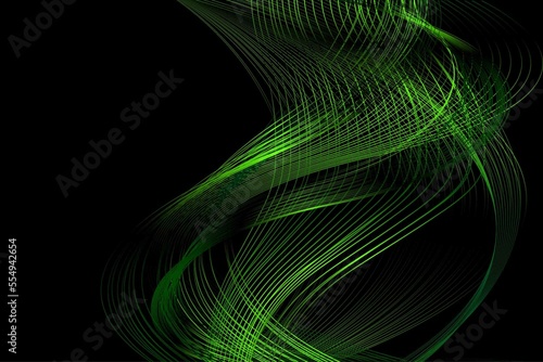 Abstract Green and Emerald Pattern with Waves. Striped Linear Texture. Raster. 3D Illustration