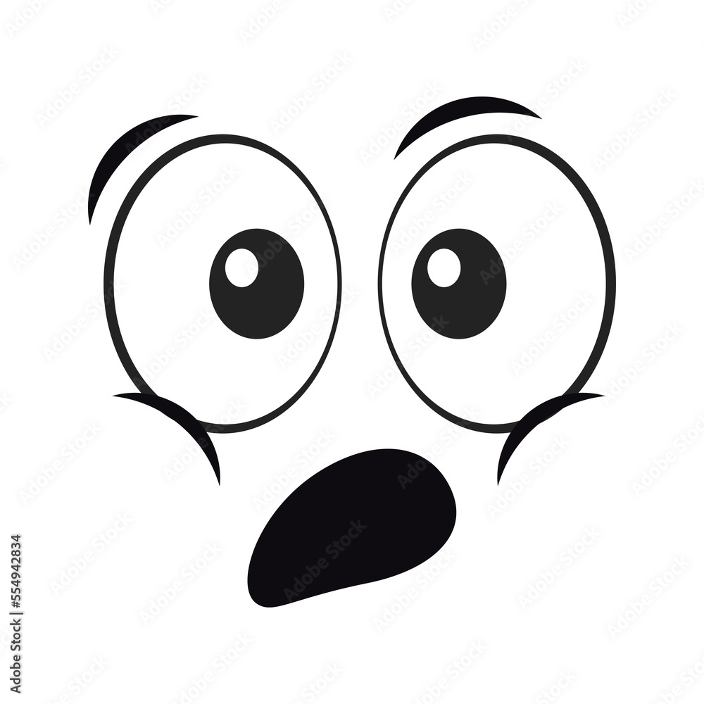 Cartoon surprised face. Surprised expression vector illustration.
