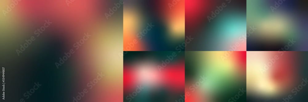 Naklejka premium Blur gradient banner vector set, abstract colorful backgrounds