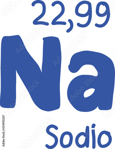 
Sodium alkali metal. Table of periodic elements.