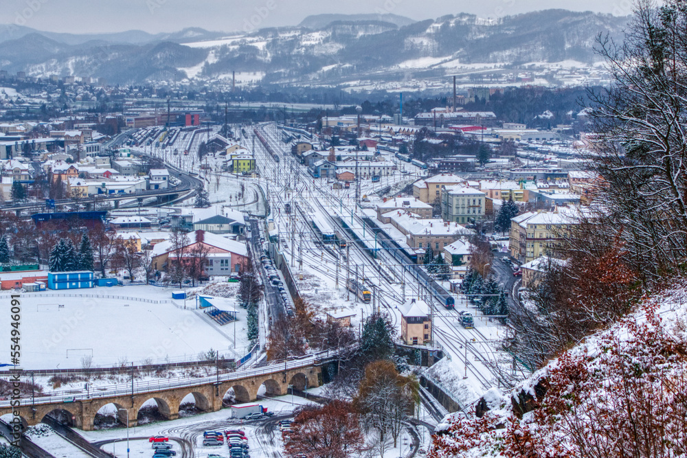 Decin, Czechia - December 12, 2022: train station in winter