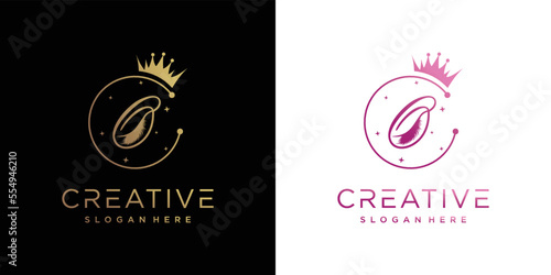 Eyelash logo creative concept with combination letter O Premium Vector