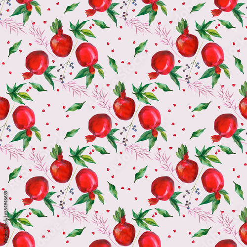 Fototapeta Naklejka Na Ścianę i Meble -  pattern with ripe red pomegranates for design, textile, wallpaper