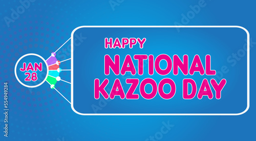 Happy National Kazoo Day, January 28. Calendar of January Retro Text Effect, Vector design
