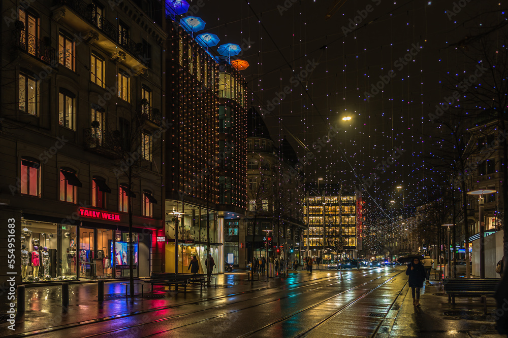 Lights on Bahnhofstrasse in Zurich