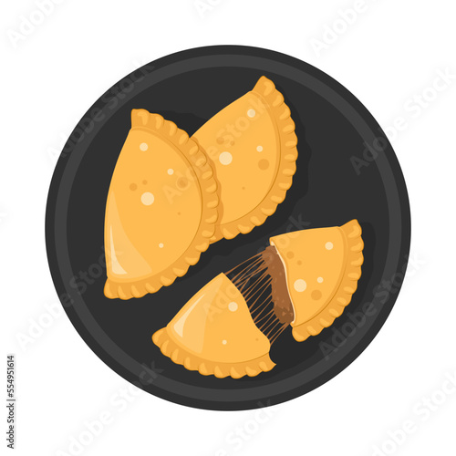 Empanadas on a plate in flat design