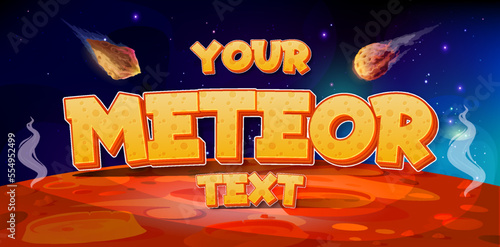 Falling Meteor Editable Text Effect Template. Meteor shower text effect editable 3d style