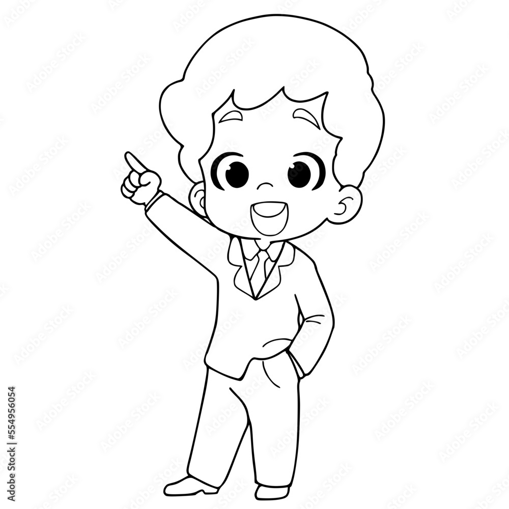Man pointing fingers in different directions isolated on white background,cartoon,coloring page Man pointing fingers in different directions isolated on white background,cartoon,coloring page