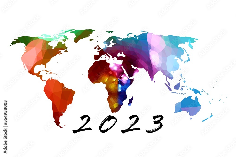 Obraz premium 2023 Happy New Year text design, logo lettering numbers, Holiday greeting card design.