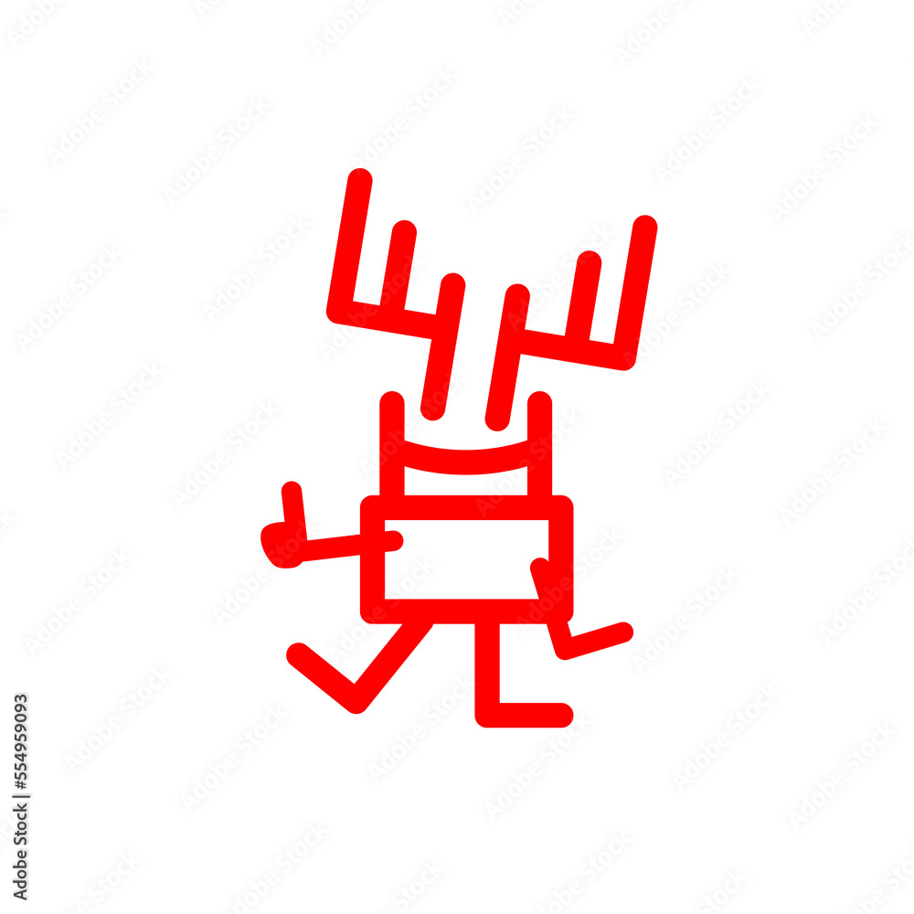 Cartoon deer marker style, red illustration. Christmas decoration, isolated. Png Cartoon deer marker style, red illustration. Christmas decoration, isolated. Png