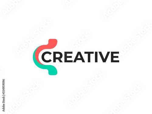 Creative lettering monochrome alphabet logo mark design, letter C brand identity for artificial intelligence tools