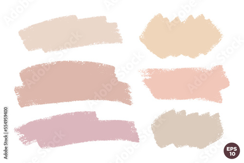 Skintone pastel like artistic stroke set. Textured small horizontal backdrop collection. Nude color brush strokes.