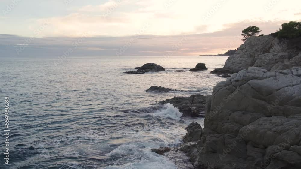 Drone flying near sea rocks Drone flying near sea rocks