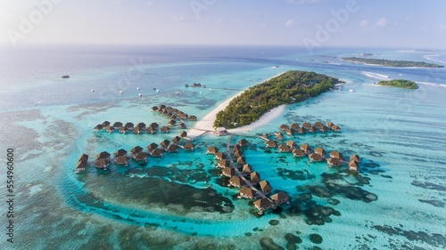 Maldives resort with beach and clear water photo