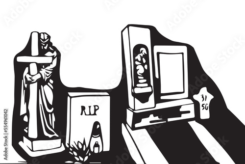 cemetery graves silhouettes