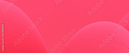 Red cyber balls with pink gradient background. Futuristic spheres hills with 3d render techno grid. Abstract digital waves banner for creative presentation