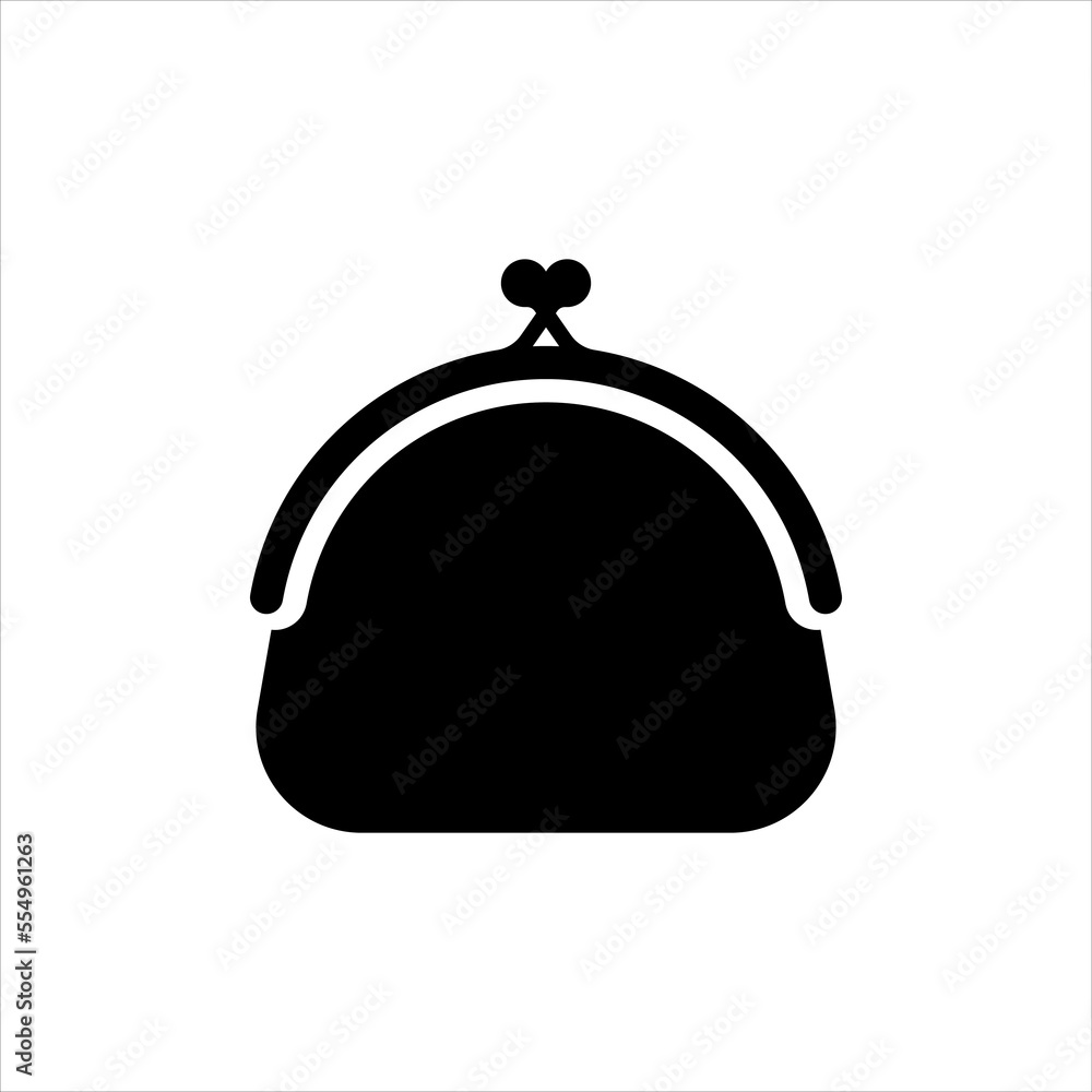 Retro snap wallet icon. Black oval pouch for holding cash and credit cards symbol of retail and banking vector savings Retro snap wallet icon. Black oval pouch for holding cash and credit cards symbol of retail and banking vector savings