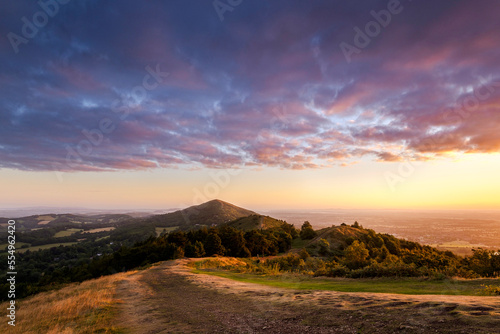 A view from Pinnacle hill towards Perseverance hill at sunrise. photo