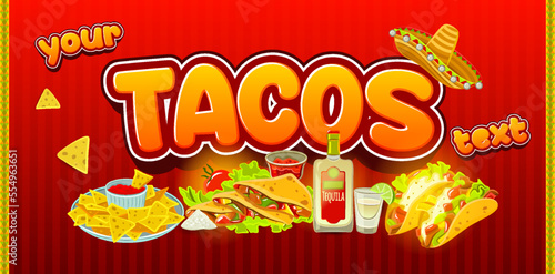 tacos text effect template design with bold font style and cartoon concept use for brand and business logo