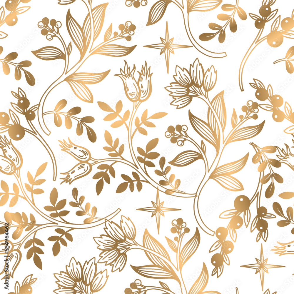 Seamless pattern with gold Christmas elements. Vector. Seamless pattern with gold Christmas elements. Vector.