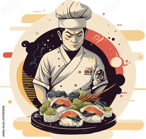 Sushi chef illustration