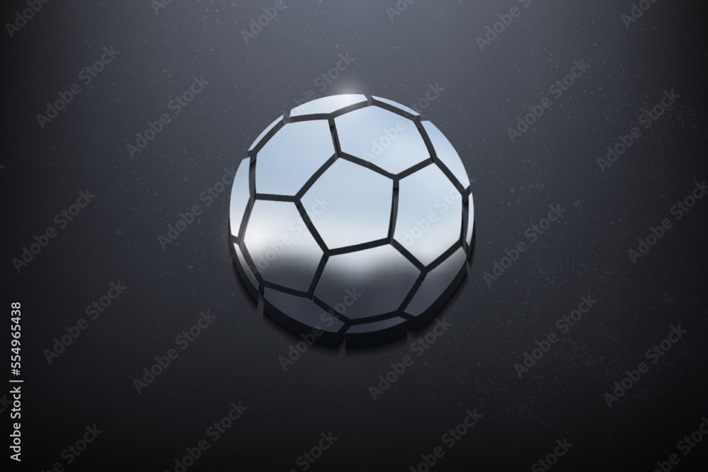 Ball 3D Logo Design, Shiny Mockup Logo with Textured Wall. Realistic Vector