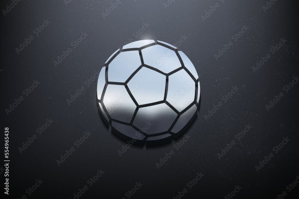 Naklejka premium Ball 3D Logo Design, Shiny Mockup Logo with Textured Wall. Realistic Vector