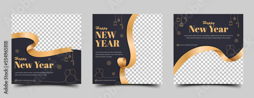 Set of New Year social media post template design. Usable for greeting card, social media post, and web