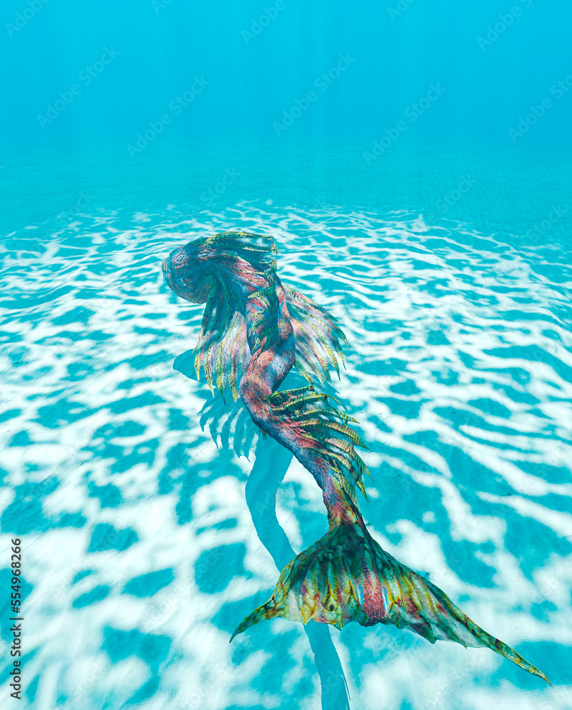 Fototapeta premium monster triclogalodon is under the sea on rear top view