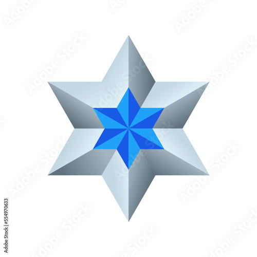 Jewish star of David like mineral with diamond in center in form six-pointed star vector illustration