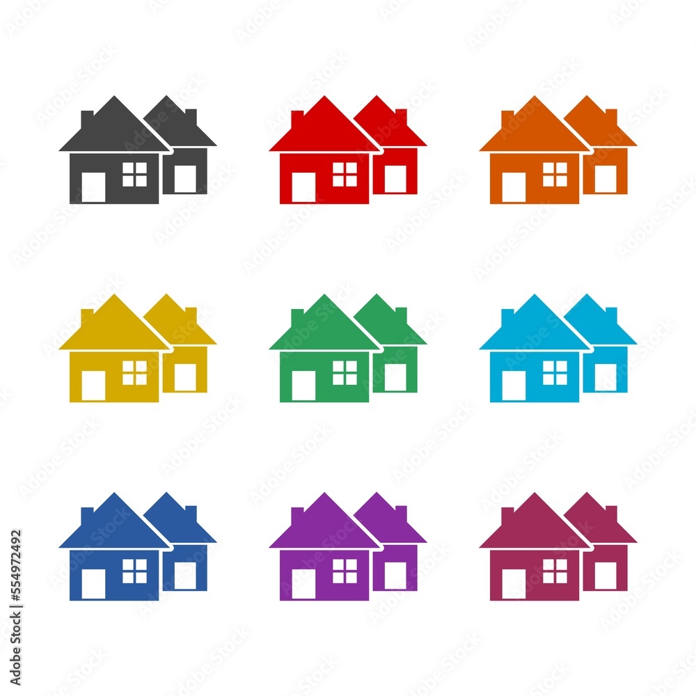 House logo  icon isolated on white background. Set icons colorful