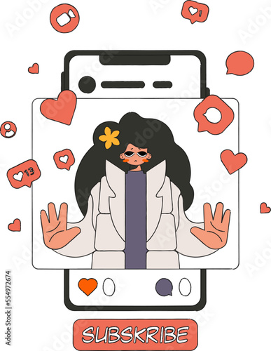 A woman is sad due to the lack of reactions and likes on social networks. Internet addiction.